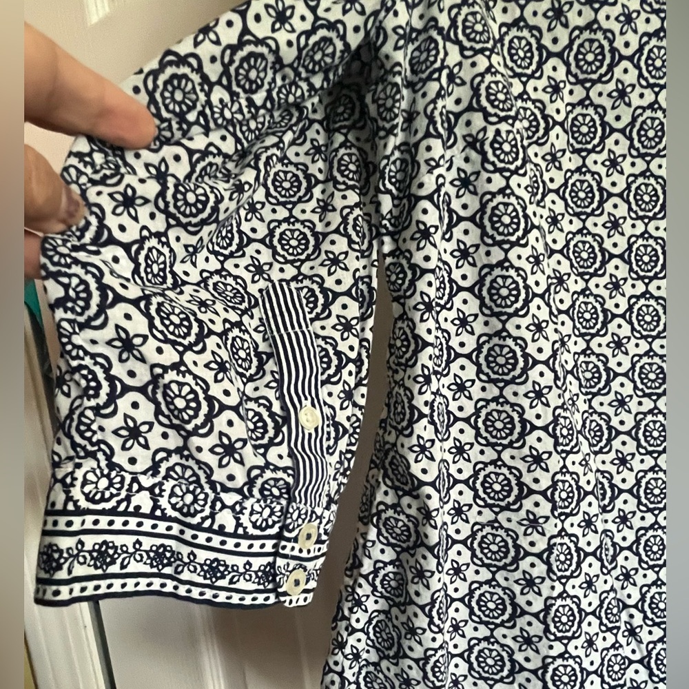 Talbots Blue and White Women top Tunic 3/4 Sleeve Sz Mp‎ - Picture 6 of 9